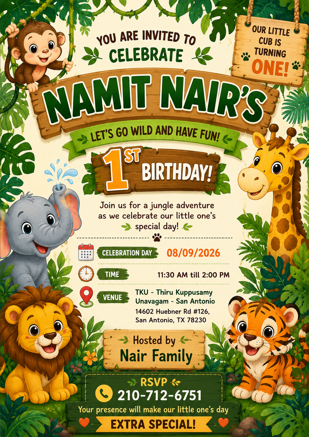 Namit's first birthday invitation